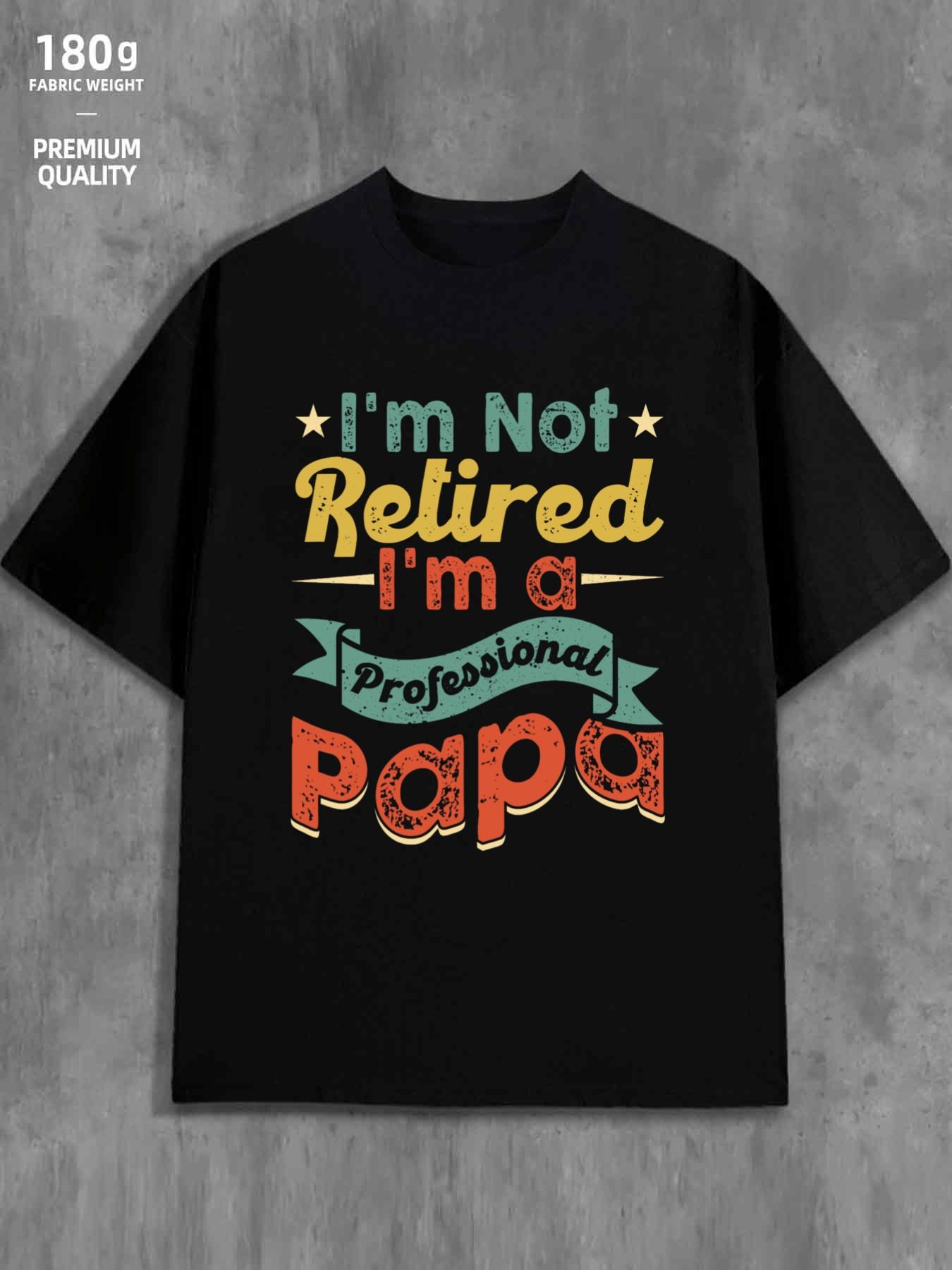 Men s T-Shirt Y2K Retired Grandpa Black Plus Size 3XL
