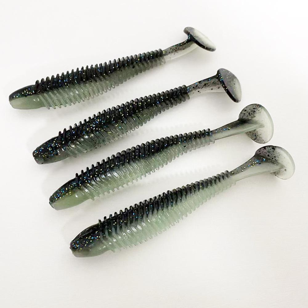 Zweifarbige T-Schwanz Weichwurmköder, 8,5 cm & 11 cm, für Süß- & Salzwasserfischerei