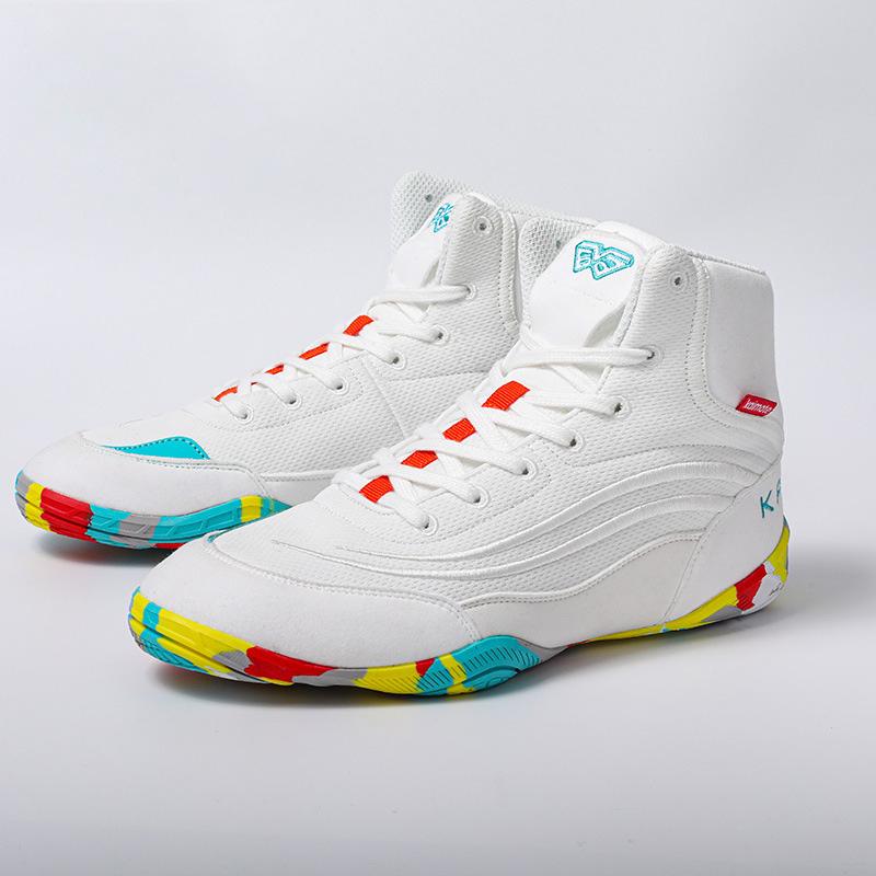 Pojke Flicka Liten Storlek 32-38 Sambo Sneakers Mellanhöga Professionella Boxnings Brottningsskor Anti-Slip Gym Träningsskor