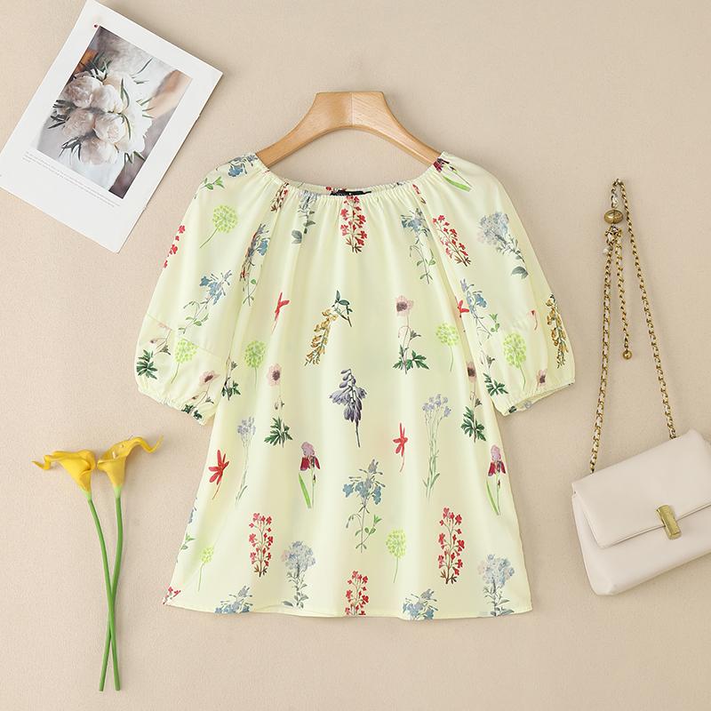 

ZANZEA Женская летняя блузка с круглым вырезом, коротким рукавом и принтом 4XL