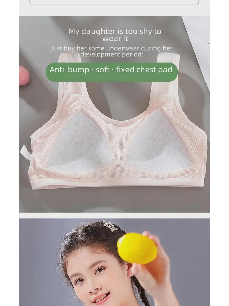 Dívčí podprsenka ze síťoviny z čisté bavlny s pevnými vycpávkami