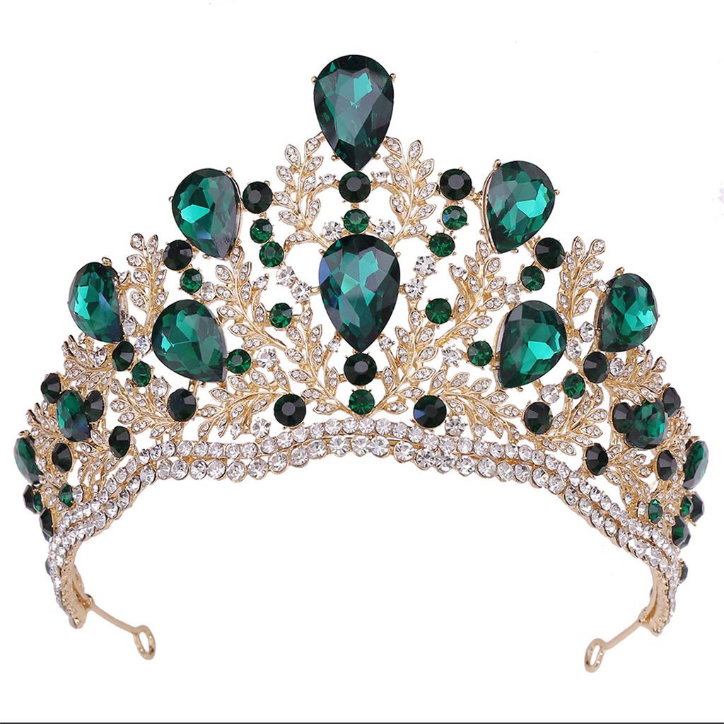 Queen Crowns Rhinestone Princess Tiaras Silver/Gold/Red/Green/Blue Rhinestone Show Headwear for Bridal Birthday Party Prom Halloween