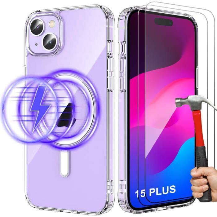 Protective Case - BOOLING - for iPhone 15 Plus - Transparent - Rigid - Built-in Magnet