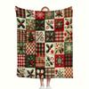 Vánoční přehoz Patchwork Flanelová látka s svátečními sněhovými vločkami Cesmínou a Kostkovanými vzory Pro obývací pokoj Relaxační