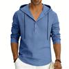 Men S Casual Hooded Long Sleeve Henley Shirt Breathable Top