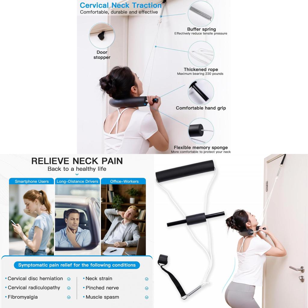 Portable Cervical Traction Rope For Neck Pain Relief And Spine Decompression For Fitness And Sports