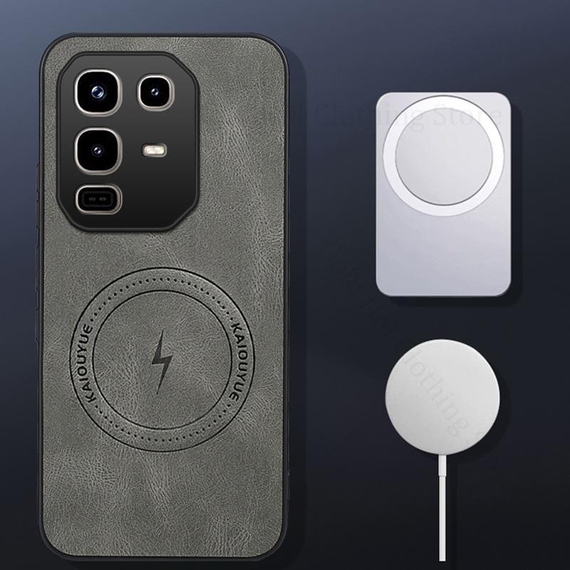 For Infinix Note 50 40 Pro Plus For Magsafe Leather Silicone Case For INFINIX Hot 60 Pro Plus GT 30 Pro Magnetic Magsafing Cover