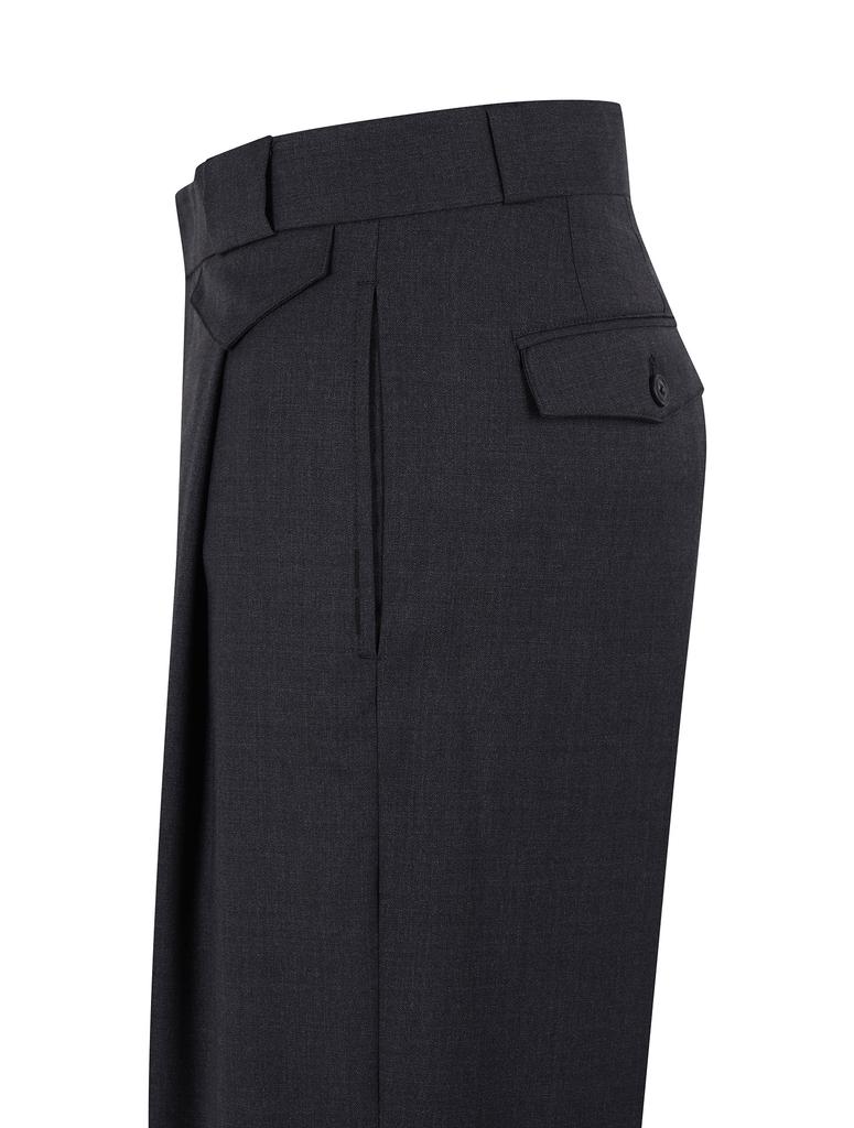 SIECLE One-Pleat Wide Trousers (Charcoal Gray)