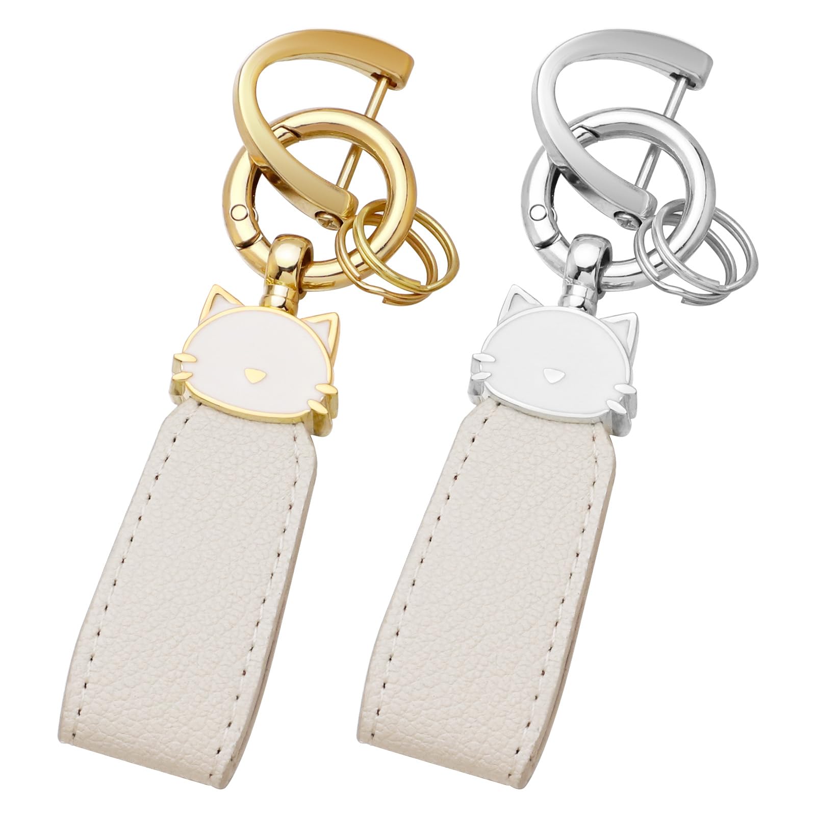 

Catland Key Holder, Cat Car Bike Key Clip, Keychain, Stylish, Keyring, Anti-lost, Cute Cat (2, Gold + Silver)