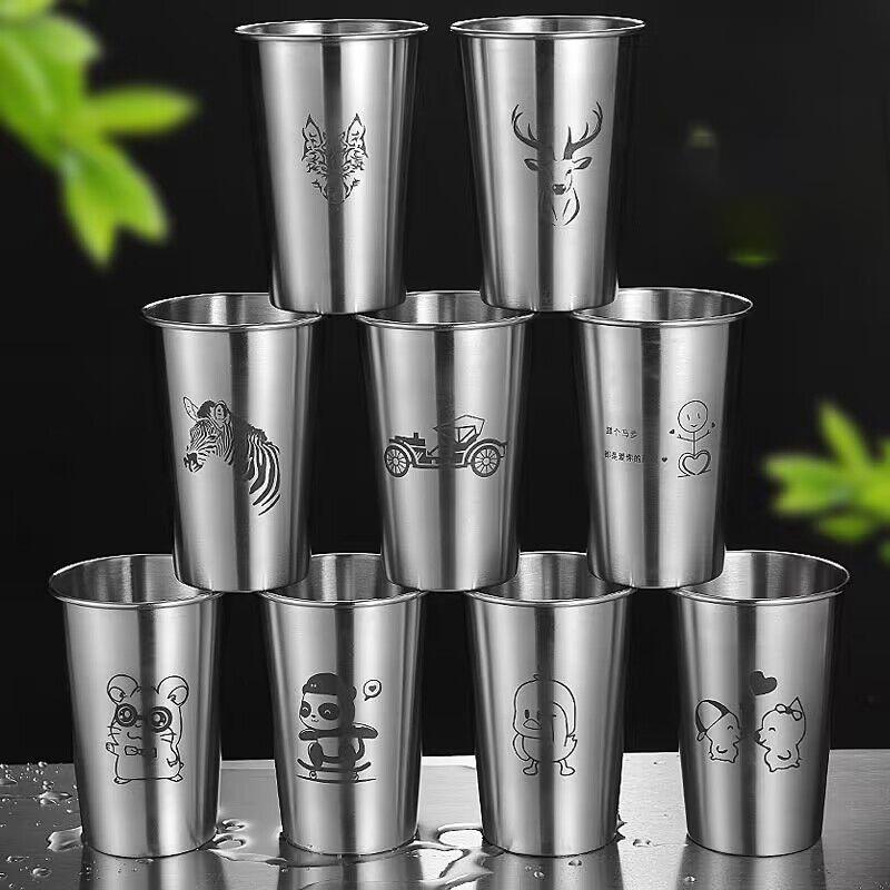 Stainless Steel Beer Wine Cup Portable Silver Beer Tumbler Cocktail Juice Milk Cup Metal Drinking Mug For Bar Outdoor Drinkware