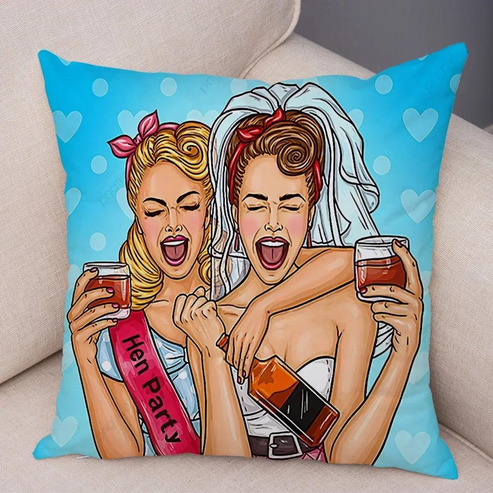 Home Decor Pop Art Style Women With Money Pillow Pattern Cushion Cover Suitable For Sofa Bedroom Car Pillow Cover