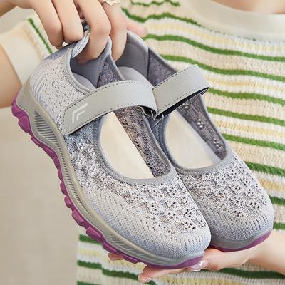 Shoes Women's Mother Shoes Summer New Mesh Shoes Women's Old Beijing Cloth Shoes Middle-aged and Elderly Walking Shoes Soft-soled Elderly Shoes
