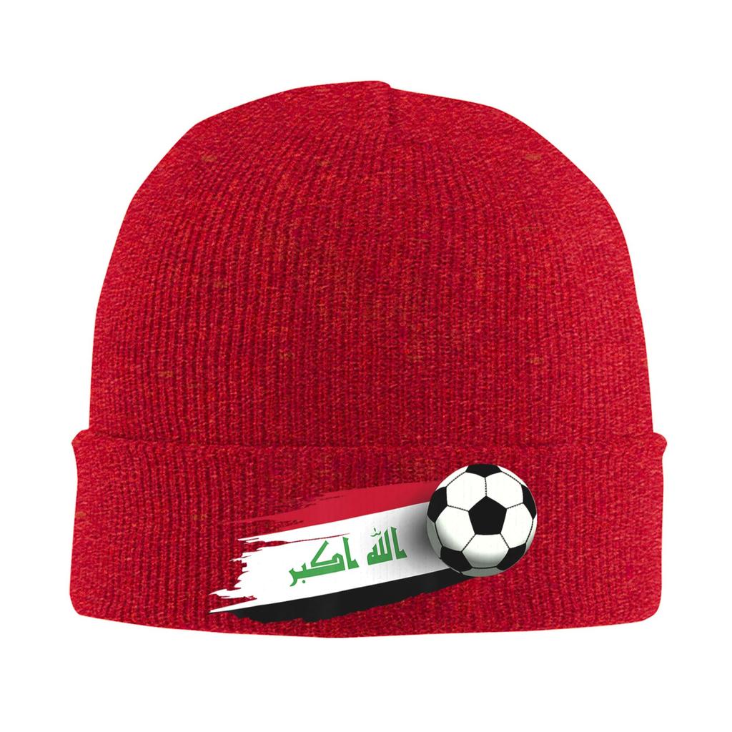 Iraq Flag Iraqi Soccer Knitted Hat Womens Unisexs Beanies Autumn Winter Hats  Warm Caps