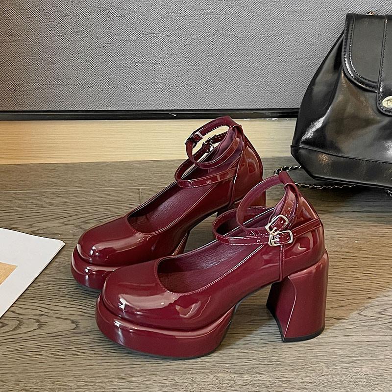 Platform Thick Heel Women Mary Jane Shoes Fashion Cross Buckle Pumps 2026 New Spring Ladies Elegant Wedding Party Shoes