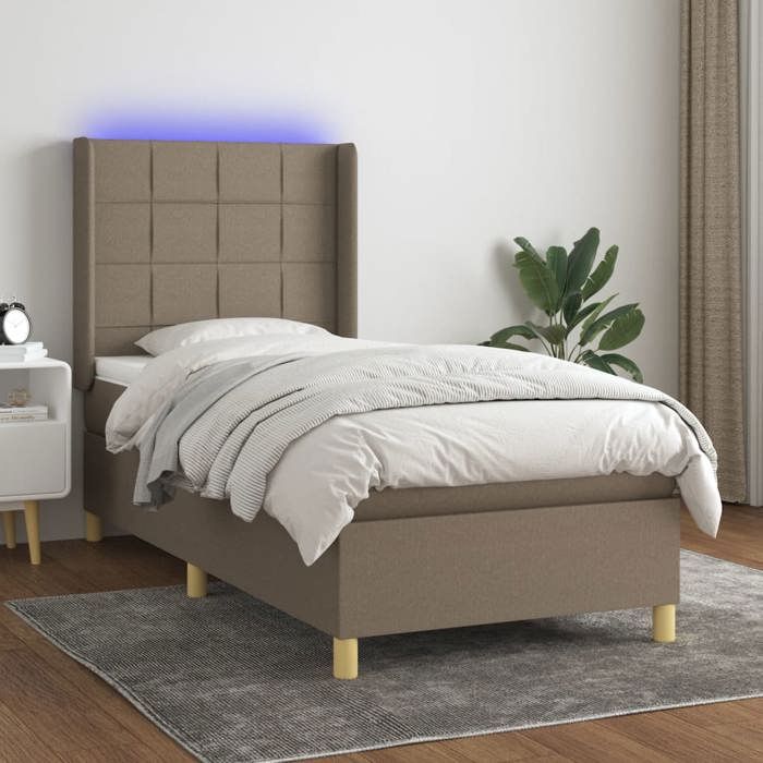 VidaXL Slat Bed Base with Mattress and LED, Upholstered Bed, Single Bed, Adult Bed for Interior Bedroom, 3138833