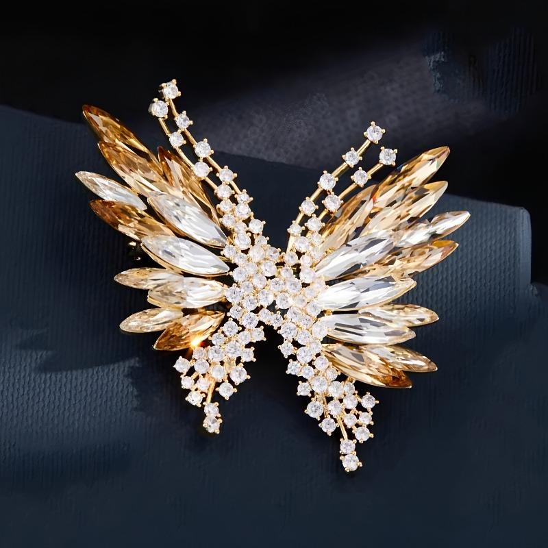 Fashionable Three-dimensional Butterfly Brooch, Women's Light Luxury and Elegant Super Sparkling Animal Brooch, Suit Pin