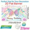1Pcs Happy Birthday Pink Butterfly Rainbow Flowers Decoration Background Birthday Backdrop Decorations For Photo Studio Booth Party