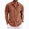2025 Men's Plus Size Loose Cotton Linen Short-sleeve Solid Beach Shirt