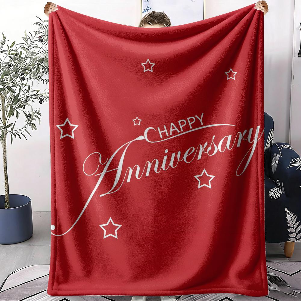 Happy Anniversary Throw Soft Flannel AC Blanket Lightweight Summer Nap Throw Cozy  Blanket for Sofa Bed Travel Home