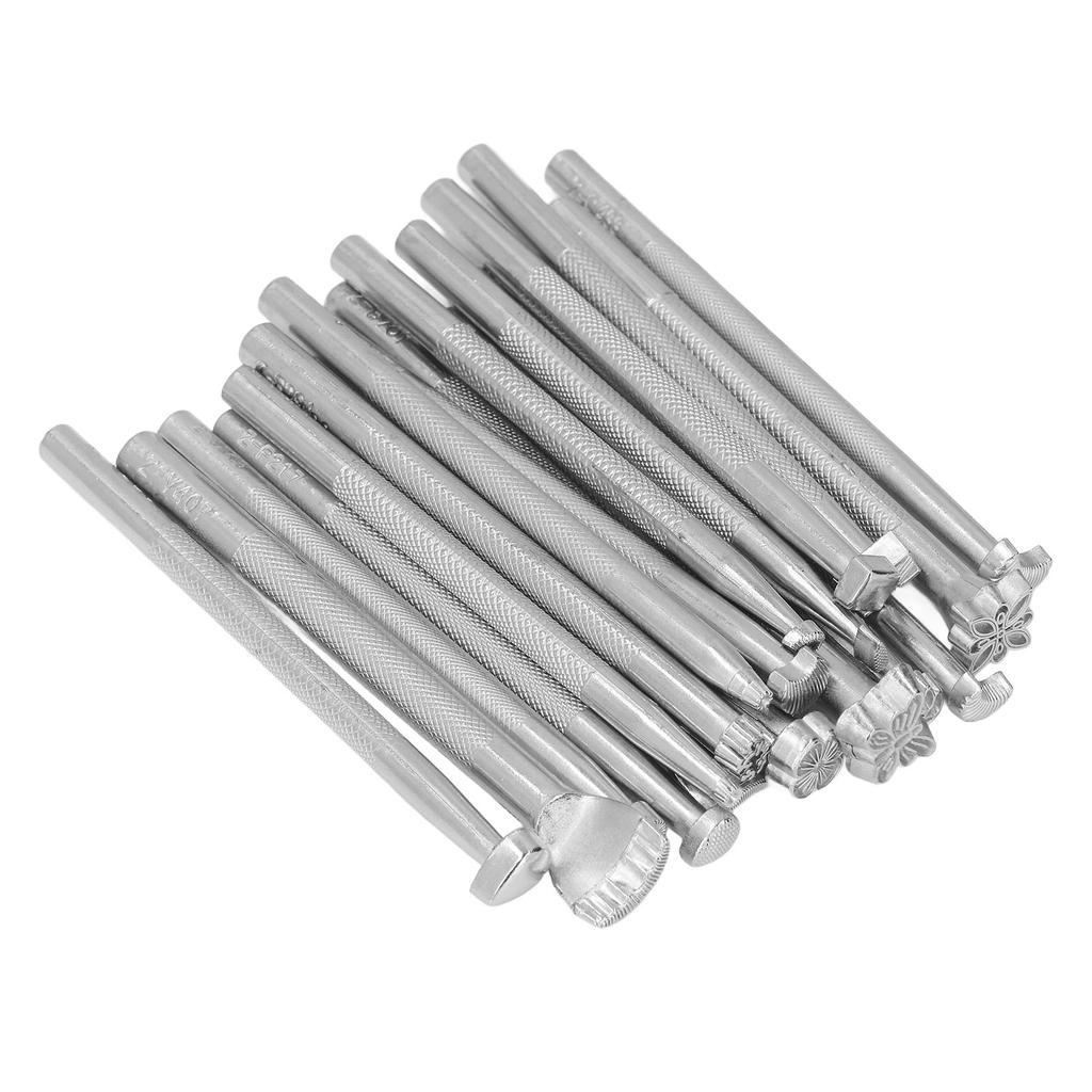20Pcs Leather Stamping Tools Different Patterns High Hardness Anti Rust Saddle Making Tools for DIY Leather Crafts Bags