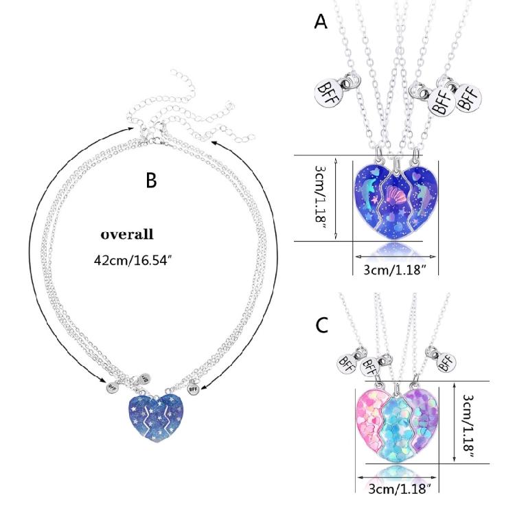 3 Pezzi Collana Girocollo Magnetica a Forma di Cuore Ottima per Amiche Catena a Cuore da Unire