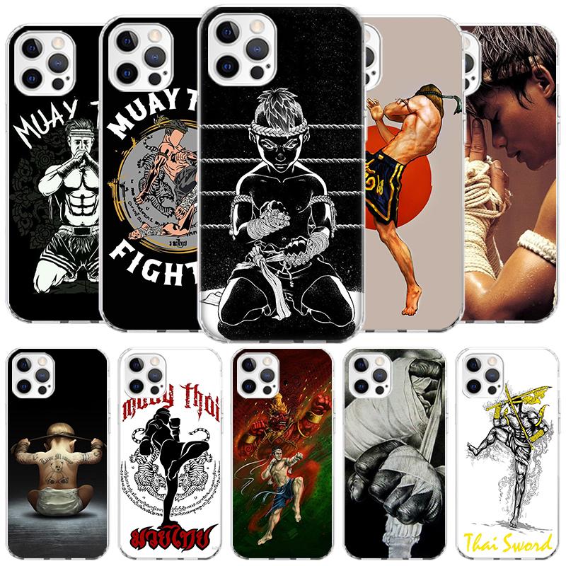 Muay Thai Fight Boxing Cover Phone Case For iPhone 16 17 Air 15 14 Pro Max 16E Phone Case 13 Mini 12 11 7 SE 8 Print Pattern Fit