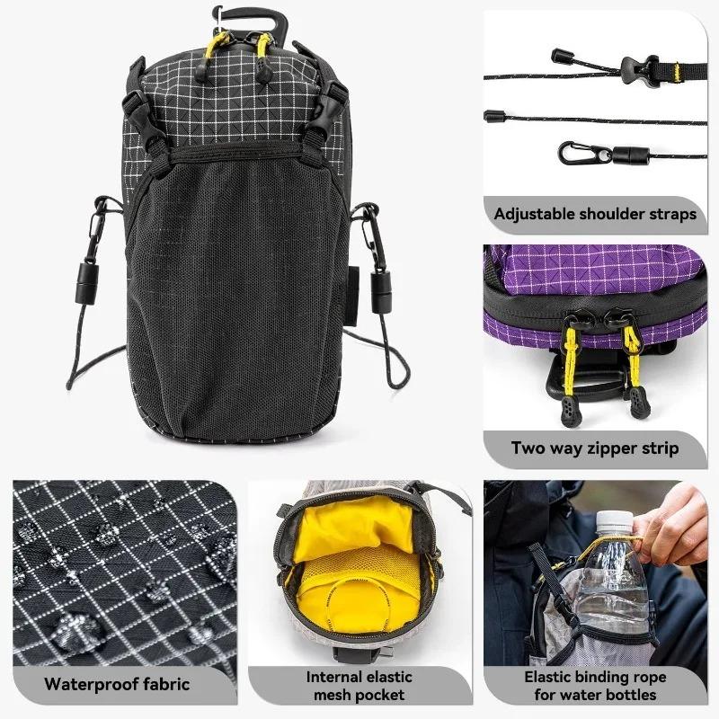 Water Bottle Holder Bag Phone Pocket And Quick-Adjust Strap Waterproof 420D Nylon For Cycling Hiking Camping Essentials