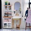 1:6 Dollhouse Miniature Kitchen Sink Lavatory Washbasin Water Faucet Bathroom Mirror Wash Sink Pot Model Diy Furniture Toy Decor