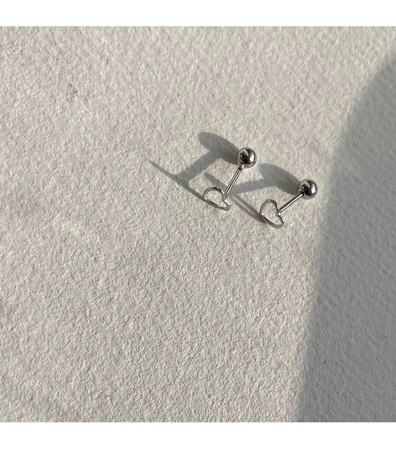 Brincos de Contas de Coração de Prata S925: Estilo Japonês e Coreano, Design Doce e Simples para Mulheres