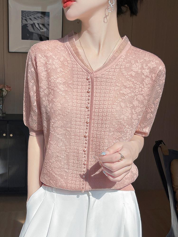 Tencel V Neck Short Sleeve T Shirt For Women Summer Lightweight Breathable Fashion