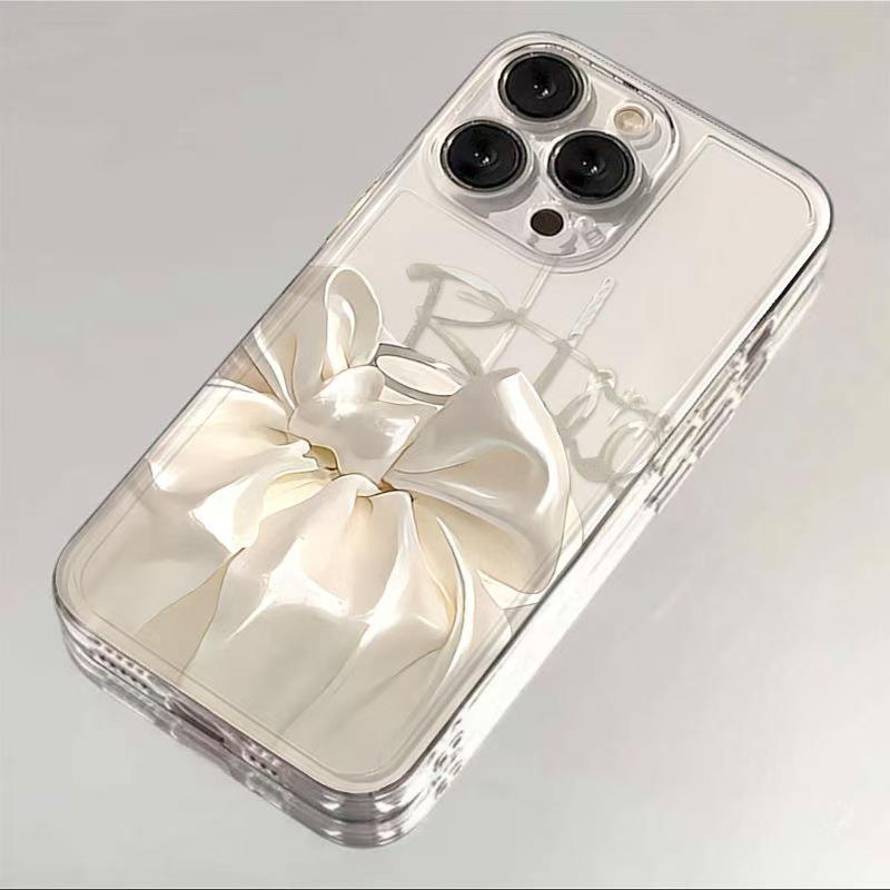 White Bow Apple 17 Summer Transparent 16promax New 15 Mobile Phone Case 14 Protective Case Thin Soft Case