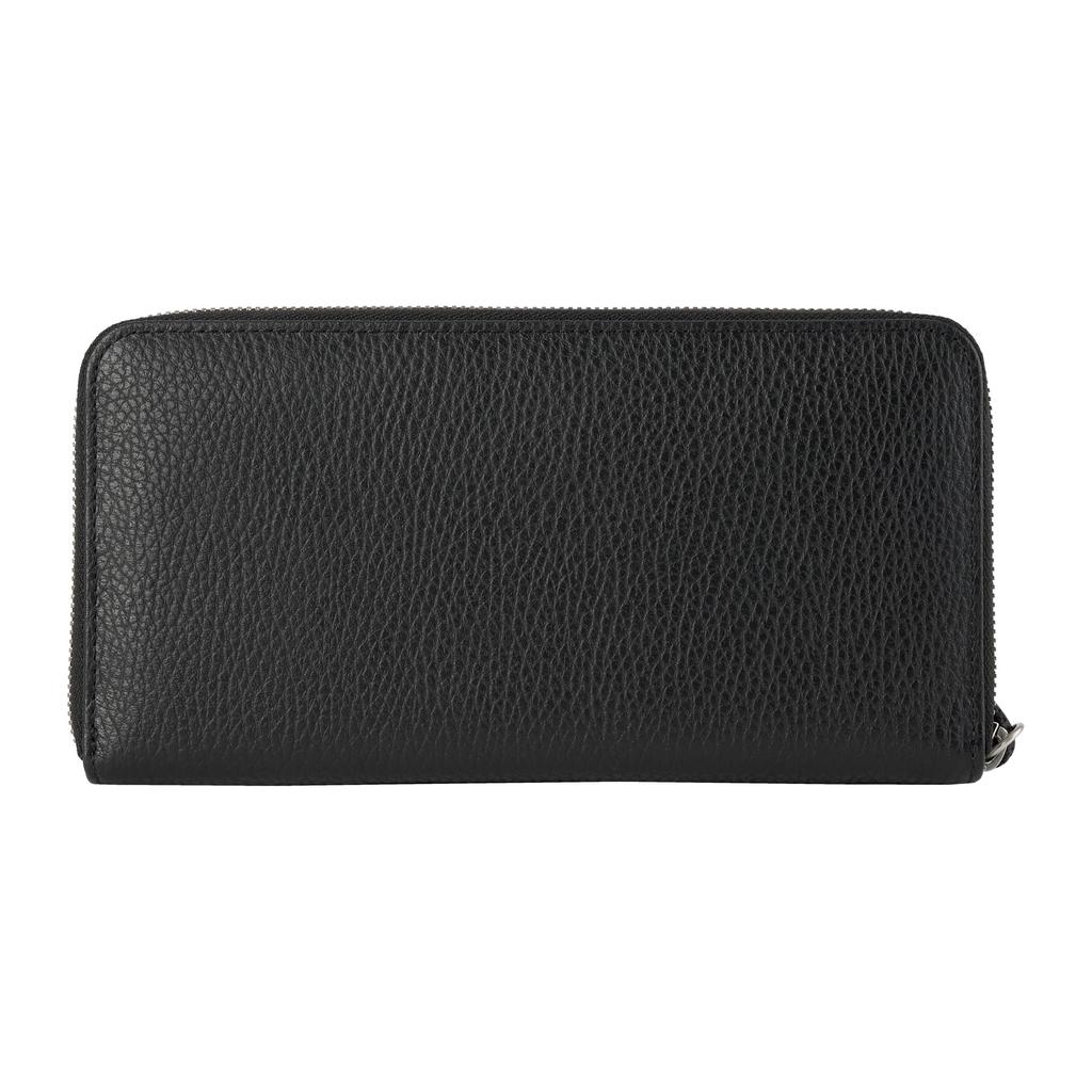 EMPORIO ARMANI Wallet with Logo Y4R169 Y068E Full-Zip Plate, 80001, Black, Unisex, Women's [Used]