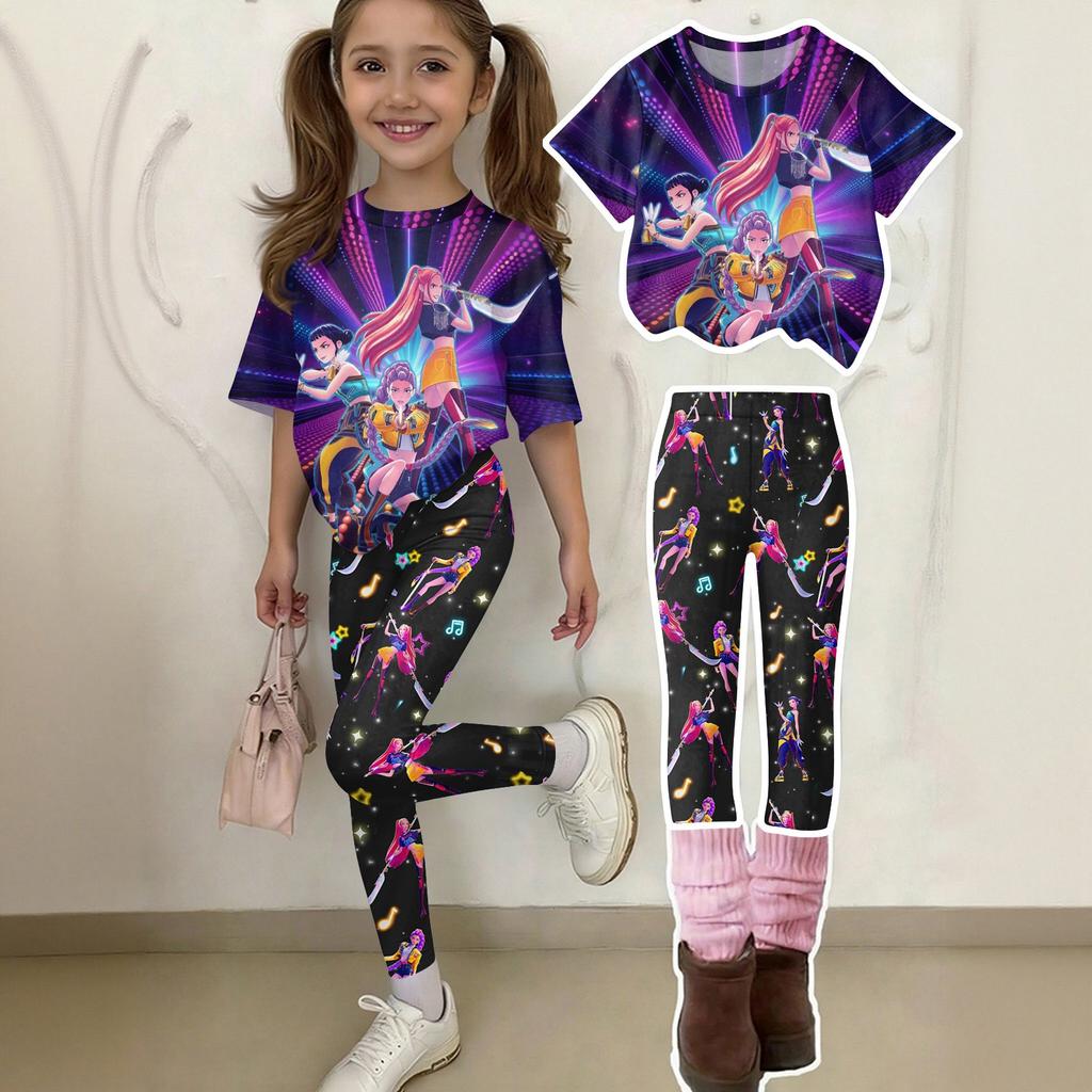 Children's Casual Short-sleeved Printed Short-sleeved Shirt And Pants Two-piece Set