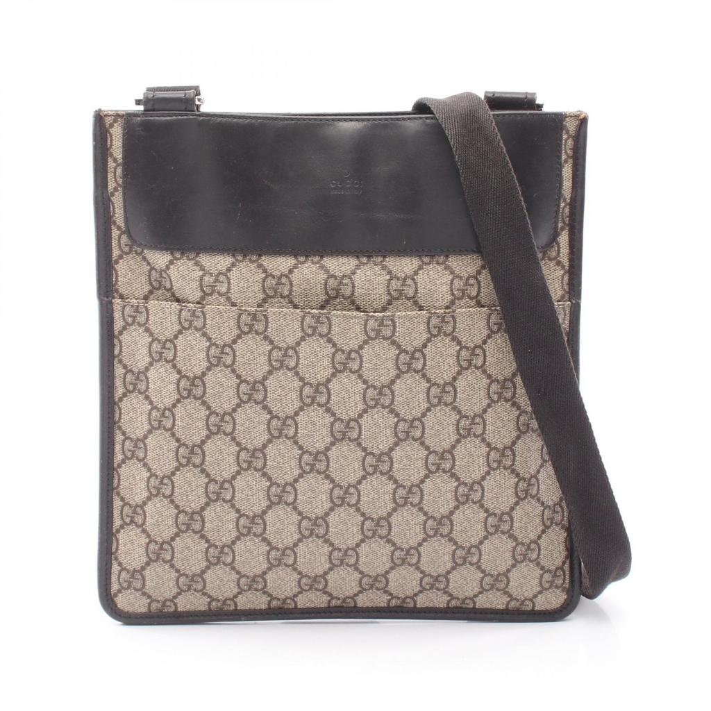 Used GUCCI GG Supreme Shoulder Bag 27639 PVC coated canvas leather Beige Brown Used Women