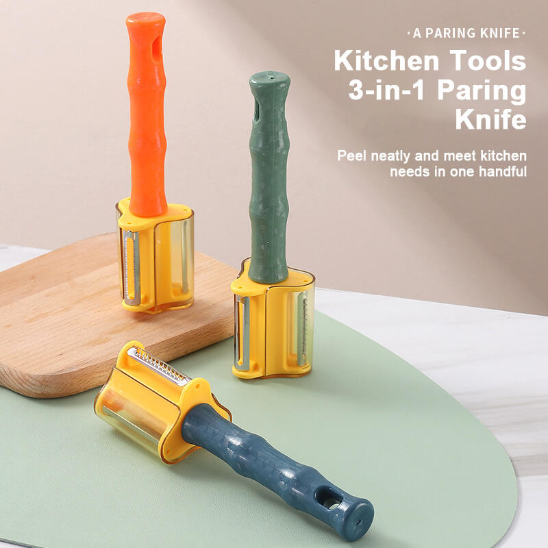 Household Kitchen Three In One Storage Fruit Peeler Stainless Steel Scraper Vegetable Fruit Scraper Kitchen Tool Accessories New