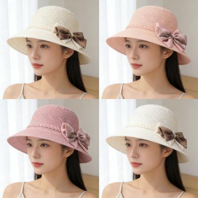 New Bowknot Summer Sun Hat Casual Foldable Wide Brim Hat UV Protection Hats Ladies