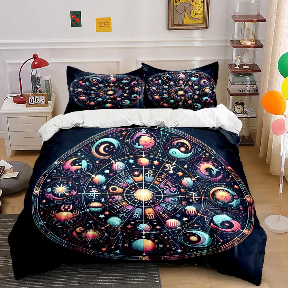 Zodiac Astrology Wall Art Set Multiple Sizes Kid'S And Adults' Bedroom Exquisite 3Pc Bedding Set, Gift