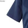 ZANZEA Women Casual Round Neck Solid Color Short Sleeve Dress