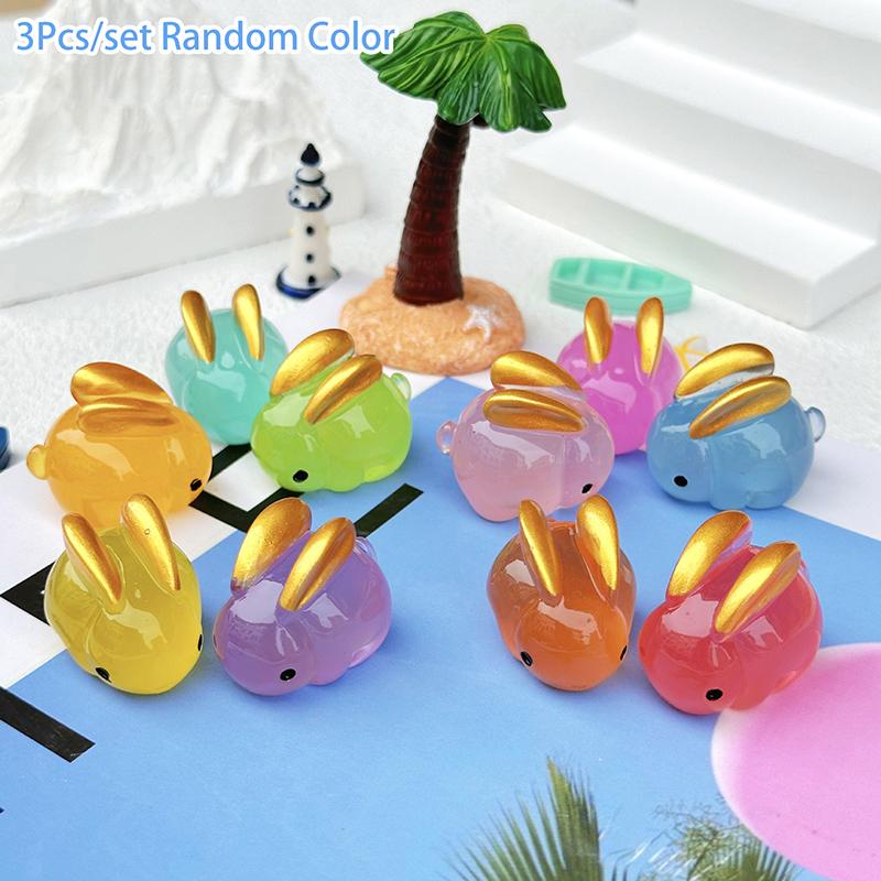 

Светящийся Золотоухий Кролик Микроландшафтная Фигурка Украшение Уличная Светящаяся Миниатюрная Статуэтка Горшечные Аксессуары для Мини-сада