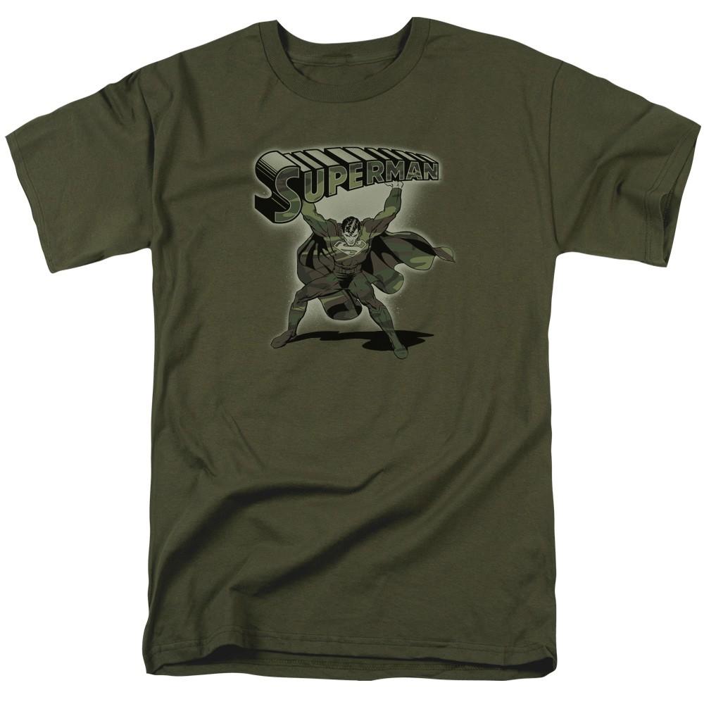 DC Comics - Superman - Camo Logo - Adult Unisex Short Sleeve T-Shirt - Green M