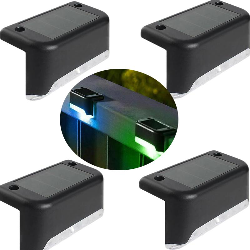 

Светодиодный солнечный светильник, лестница, ступеньки, ночник, уличный водонепроницаемый настенный светильник, садовый пейзажный светильник, светильник для балкона и забора 4pcs разноцветный