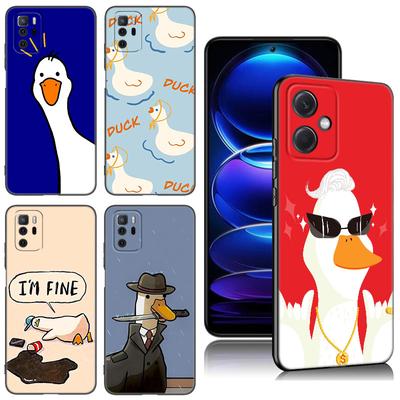 New Fun Duck Goose Black Silicone Phone Case For Xiaomi Redmi Note 10 11 11S 12 13 4G 8 9 11T Pro 5G Plus 8T 9S 10S 12S