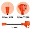 30 Amp To 110 Volt RV Adapter Cord 12 Inch,NEMA 5-15P To NEMA TT-30R Electrical Power Adapter with LED Power Indicator,12/3 Gauge RV Dogbone Adapter