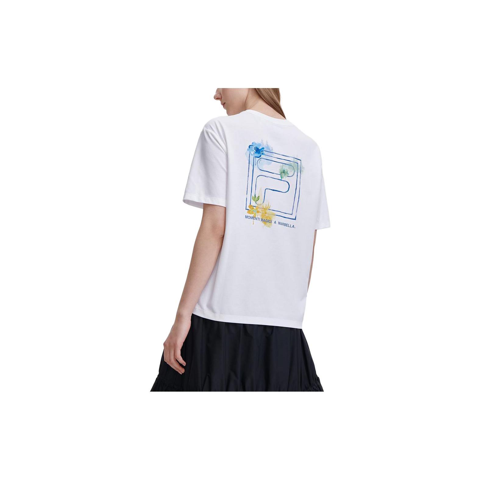 

New FILA Drop Shoulder Sleeve T Shirt Women s Standard White F11W328113F-WT M