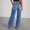 2023 Women's Loose Wide-Leg Patchwork Frayed Hem Jeans