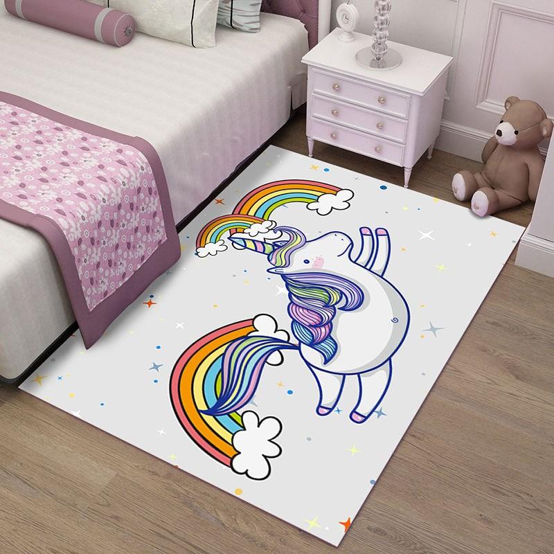 Pink Cartoon Unicorn Pattern Carpet Girl Bedroom Mat Home Decor Living Room Carpet Bathroom Kitchen Balcony Anti-slip Floor Mat