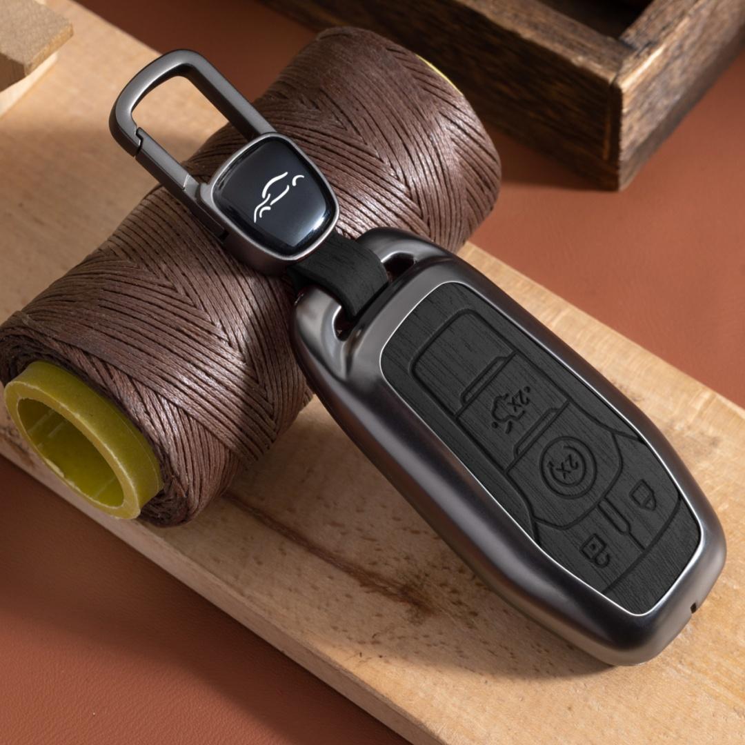 

Модный металлический чехол для ключа для Ford Fusion Mondeo Mustang F-150 Explorer Edge 2015 2016 2017 2018 автомобильный стильный защитный брелок для ключей Ford 4 Buttons чёрный