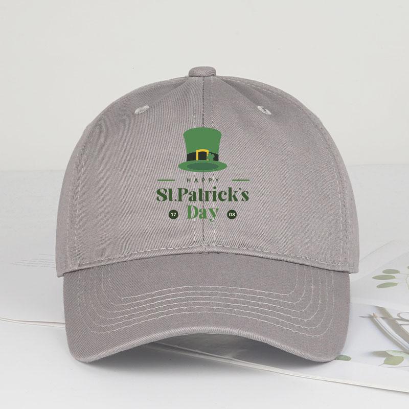 

St. Patrick s Day Leprechaun Hat Print Soft-Top Baseball Cap Soft, Comfortable, Lightweight, Breathable, Adjustable Festive, Ret сірий