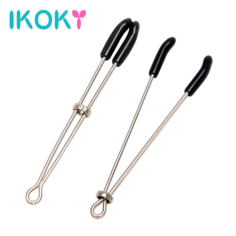 IKOKY A Pair Nipple Stimulator Sex Toys for Couple Breast Clips Papilla Stainless Steel Metal Erotic Toys Nipple Clamps