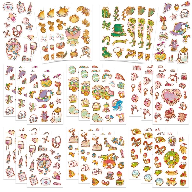 

Colorful PVC Adhesive Stickers 24 Designs For Journals Toys Tablets Creative Projects No Repeat Pattern Safe for Kids 1